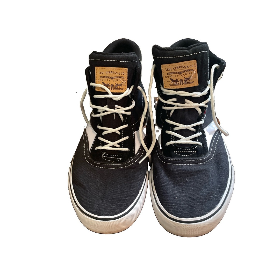 Levi's Men's 8.5 Navy Mid Top Canvas Sneakers Casual Skate Shoes